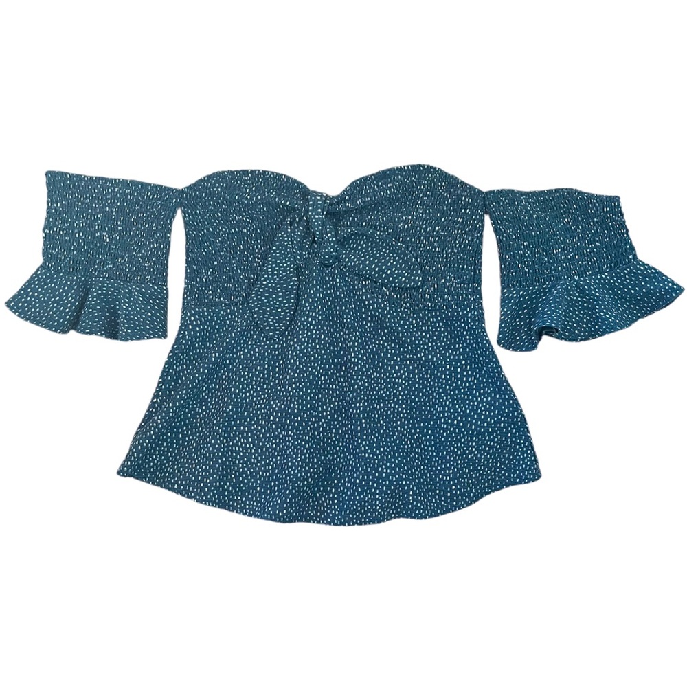 Express One Eleven Blue with White Dots Top Size XS
